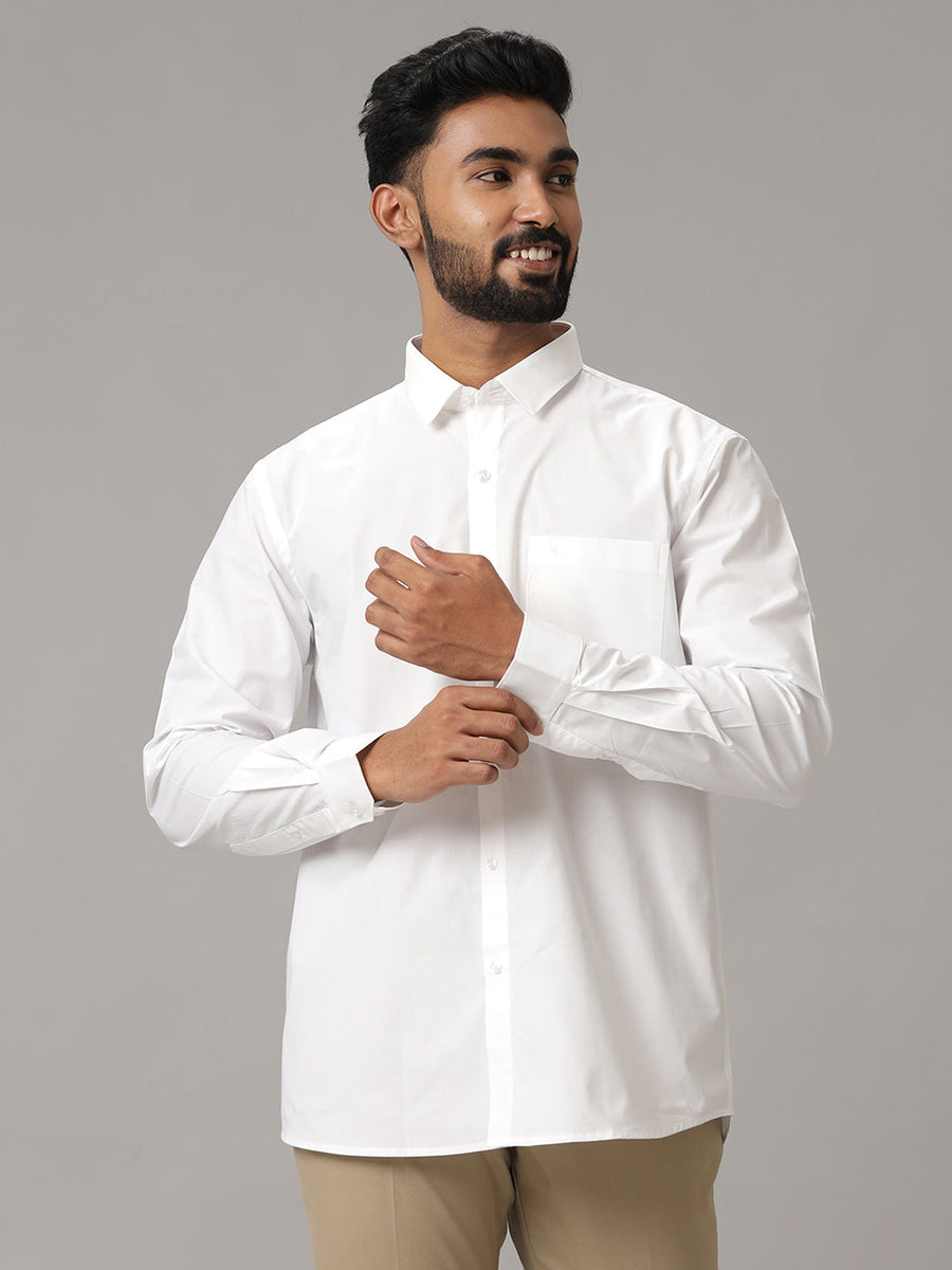 Mens Long Sleeve 100% Cotton Shirt - Pin Dot - White main image 0